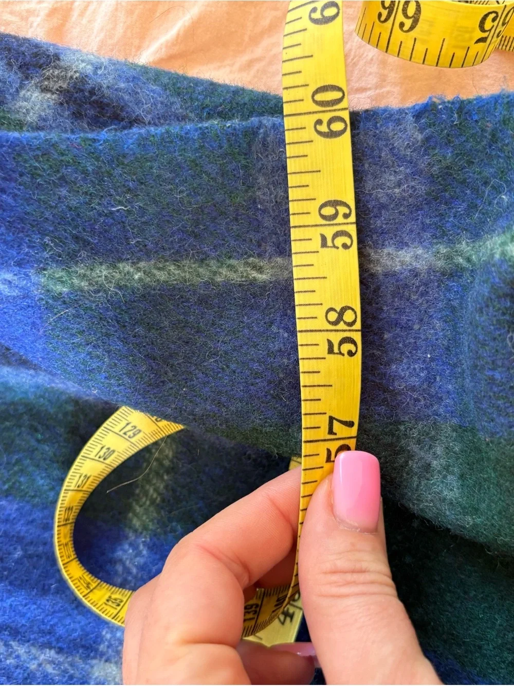 Border Tweeds Royal Mile Scotland Blue Plaid Tartan Wool Rug Blanket Scarf shawl